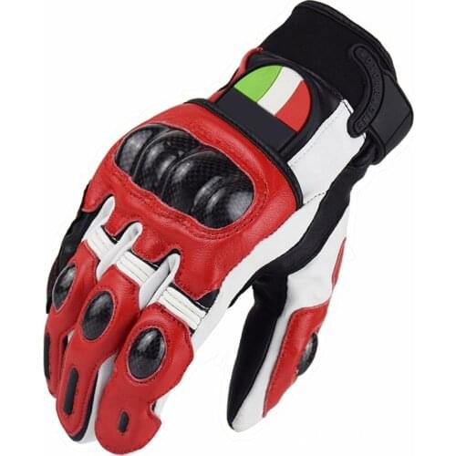 Hot Selling MTB ATV Bike Riding Motocross Red White Gloves Motorcycle Carbon Fiber Leather Gloves