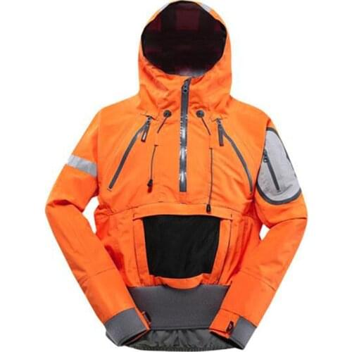 Mens Outdoor Waterproof Jacket Hiking Clothing Three-layer Coating Fabric Orange Rainproof Hooded Jacket