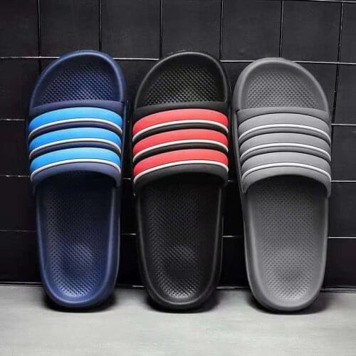 Mens Classic Striped Sports Slippers Summer Men Good Quality Beach Flat Flip Flops Quick-drying Home Slides Designer Sandals