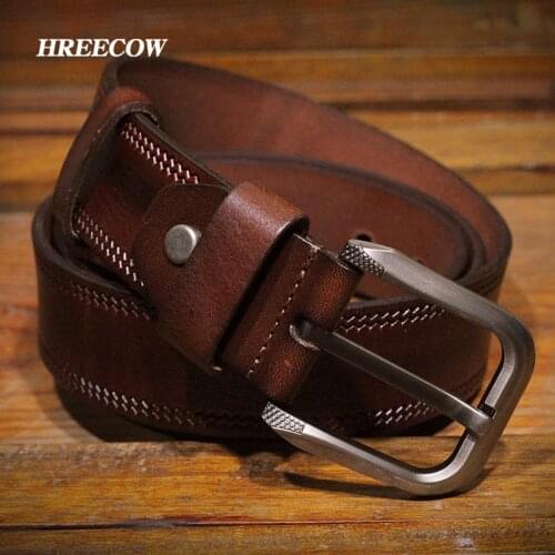 Mens Belts luxury Full Grain cowhide Genuine Leather high Quality pin buckle masculine Strap for women ceintures cintos new