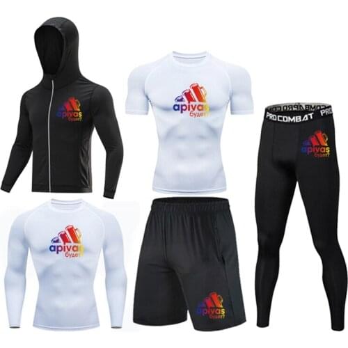 Mens Dry Fit Quick Dry Elastic Compression Training Rashgard Fitness Gym Suit T-Shirt Jogging Running Cycling Suit