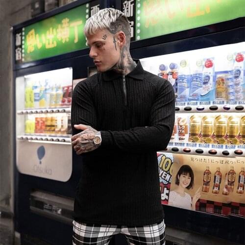 Autumn Fashion Mens Polo Shirts Sweater Turn-collar Slim Fit Knittwear Men Long Sleeve Pullovers shirts Men Fitness Pull Homme