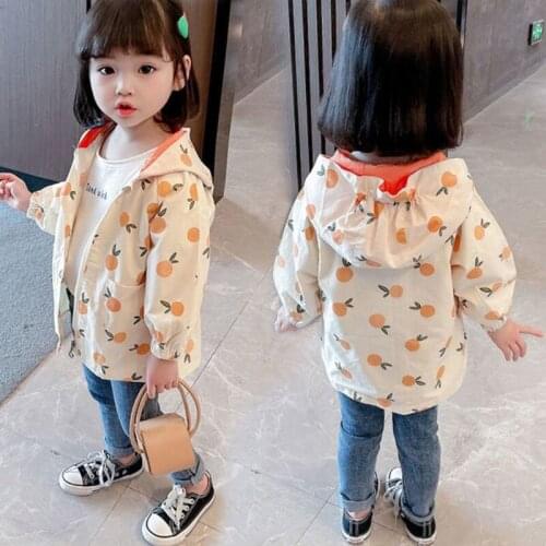 Coat Spring Autumn Models 2021 New Cotton Polyester Zipper Printing Solid Color Hooded Childrens Short Jacket