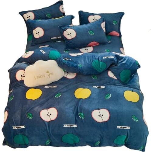 Duvet Cover,Nordic Home Textiles Bedding,Microfiber Polyester Flannel,Thickening Warm Fluffy Double Coral Velvet, Soft Touching