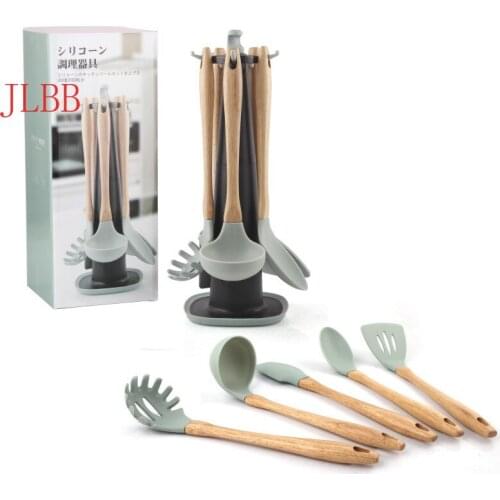 Cooking Tools Set Silicone Spatula Heat-resistant Spoon Scraper Egg Beaters Non-stick Kitchen Cooking Utensils Set + Holder