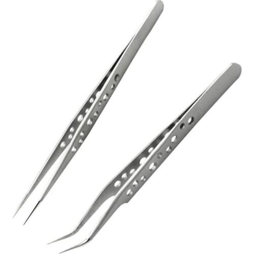 ESD Precision Industrial Tweezers Anti-static Magnetic Stainless Steel Tweezers Set For Electronics Soldering Maintenance New