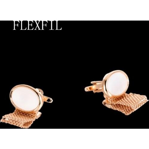 FLEXFIL Luxury shirt cufflinks for mens Brand cuff buttons cuff links gemelos Rose gold wedding abotoaduras Jewelry
