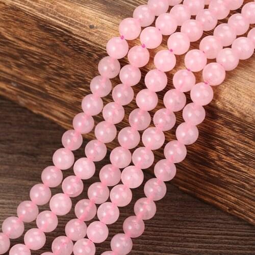 Rose Pink Quartz Loose Beads Natural Stone 15" Strand 4 6 8 10 12 MM Pick Size For Jewelry Making