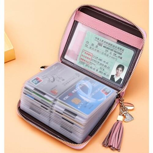 Pink Women Credit ID Card Holder Case Extendable Business Bank Cards Bag Wallet Coin Purse Carteira Mujer Tarjetero