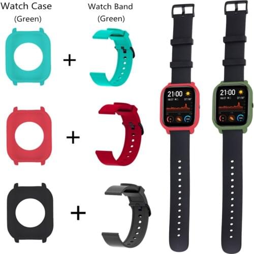 2in1 Silicone Sport Wrist Strap Protective Cover For Xiaomi Amazfit Gts Smart Watch Band 20mm Replacement Bracelet+Case Cover