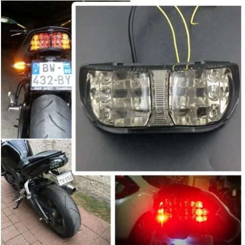 Motorcycle LED Tail Brake Stop Running Light Turn Signals Integrated For Yamaha FAZER FZ1 SMOKE