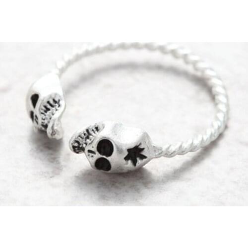 Unique Design of Adjustable Tiny Skull Head Rings Antique Silver Gold Ring Fashion Jewelry For Man Women Free Shipping