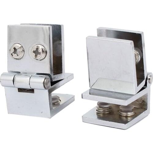 Uxcell Zinc Alloy 90 Degree Glass to Glass Door Hinge Glass Clamp Clips Holders 2pcs