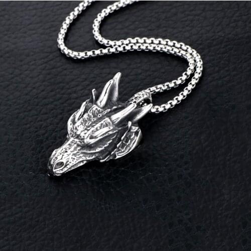 Vintage Dragon Pendant Necklaces Men Women Stainless Steel Nordic Viking Dragon Necklace Punk Hip Hop Accessories Jewelry