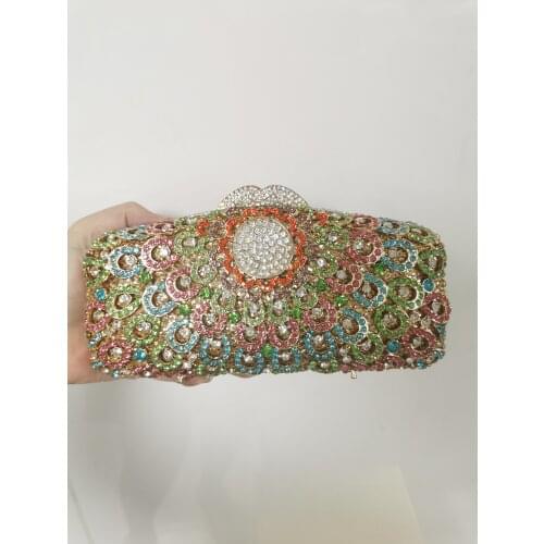 Colorful Silver Diamond Womans Dinner Cocktail Evening Bag Crystal Party Wedding Bridal Lady Handbag Female Clutch Purse Wallet