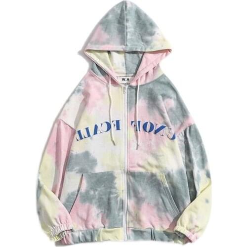 American Style Retro Alphabet Thin Section Zipper Cardigan Hoodie Womens Spring and Autumn Loose Casual Couple Coat Fashion