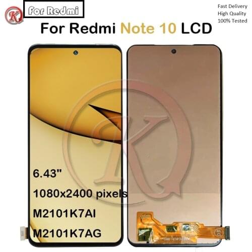 TFT For Xiaomi Redmi Note 10 LCD Display Touch Panel Screen With Frame Digitizer Assembly redmi note10 M2101K7AI M2101K7AG