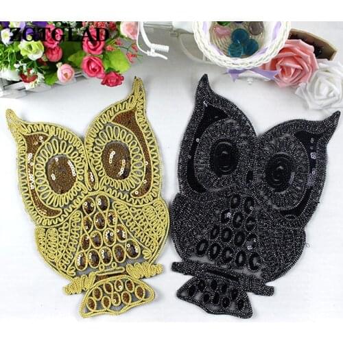 1Pc Owl Sequined Sew on Patches Sewing Embroidered Applique for Jacket Clothes Stickers Badge DIY Apparel Accessories