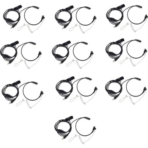 10PCS Air Tube Throat Earpiece Finger PTT Mic Headset for ICOM IC-A4 IC-A5 IC-A110 IC-V80 IC-V8 Vertex VX-200 Maxon SL25 Radio