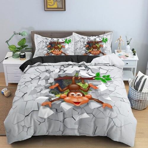 3D Cartoon Animal Duvet Cover Set King Twin Size Bedding Set For Kids Bedroom With Pillowcase Bedclothes Home Decor 2/3Pcs