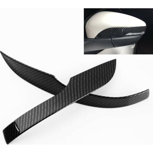 2 Pcs Black/Silver Car Rearview Mirror Lower Streamer Strip Trim Cover ABS Carbon Fiber Look Decoration For Ford Focus 2019 2020