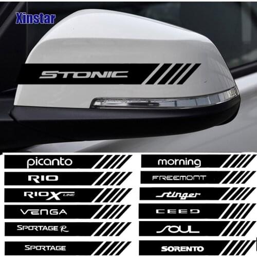 2pcs Car Rearview Mirror Sticker For Kia Rio x-line SportageR Stinger Venga Ceed Sorento Picanto Stonic Soul Morning