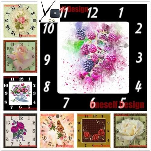2020 new style diy diamond painting full drill and clock flower 5d diamond mosaic sale clock flower Christmas home wall sticker