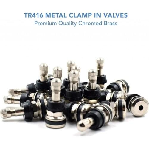 25pcs CHROME TR416 Metal Valve Stems for .453" & .625" Rim Holes Long 1 1/2 " Rated for 130 PSI Silver