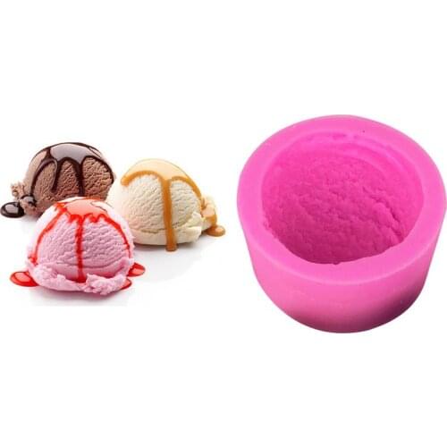 3D Ice Cream Ball Silicone Mold Ice lolly Mould Fondant Cake Mold Mousse Chocolates Decoration Random Color Kitchen Baking Tools