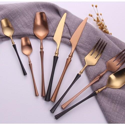 4pcs Gold Dinnerware Set Mirror Stainless Steel Creative Small Waist Tableware Set Chopstick Spoon Knife Fork Flatware Set