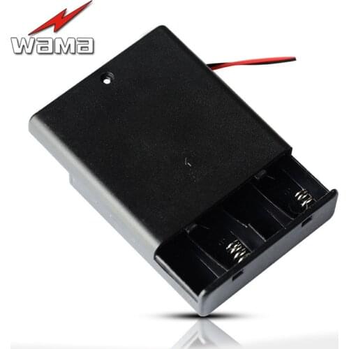 4-Slot 6V AA Battery Charging Box with Cap Clip Wire Length 120mm 4 Slots Storage Holder Case for Toys With Bronze Wire Lead