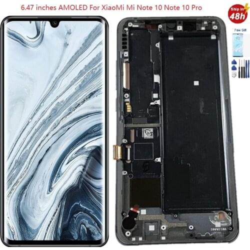 6.47 Inch Super AMOLED with Frame For Xiaomi Mi NOTE 10 Lcd Xiaomi Mi Note 10 Pro Display For mi note 10 pro 5g lcd mi note 10