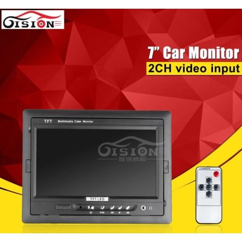 Free Shipping 7inch AHD Monitor 2CH Video Input Reverseing 800*480 In-dash CCTV Monitor For Bus /Camera/Dvr