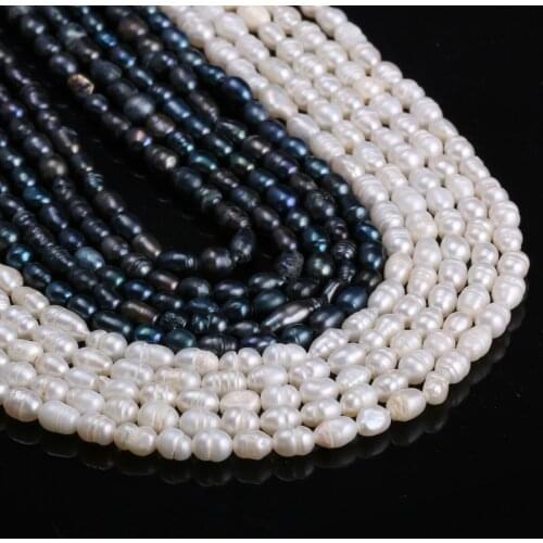 Natural Pearl Beads Rice Shape Cultured Freshwater Pearl Necklace Accessories for Jewelry Making Bracelet Earrings Gift 5-6mm