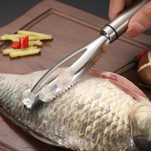 Fast Fish Scaler Brush with Sawtooth Easily Removing Scales Cleaning Scraper Stainless Steel Multifunction Fish Descaler Tool