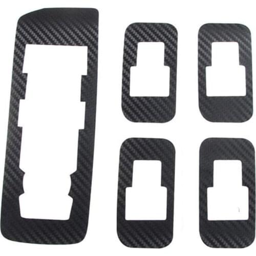 5PCS Black Carbon Fiber Car Door Window Switch Button Cover Trim Sticker Decor for Ford F150 2015 -2020 Accessories