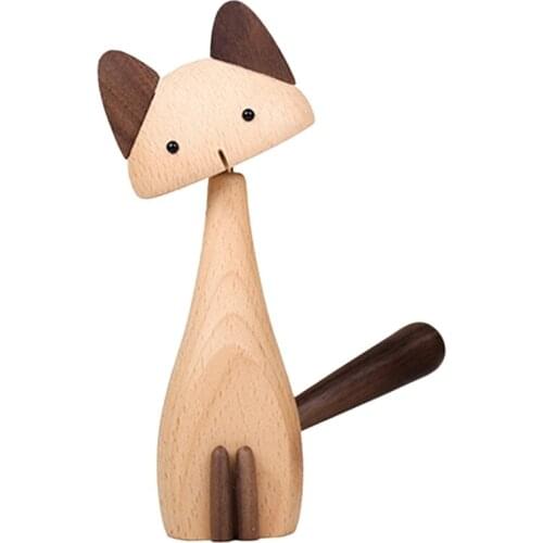 Wooden Art Animal Cat Creative Gift Home Decoration Office Bedroom Wooden Product Model Room Decoration Cat