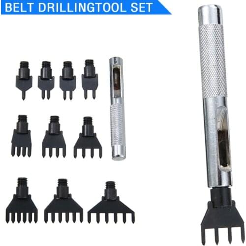 10in1 Metal Leather Stitching Chisel Leather Craft Belt Hole Drilling Punching Chisel Interchangeable Prong For Leather Work