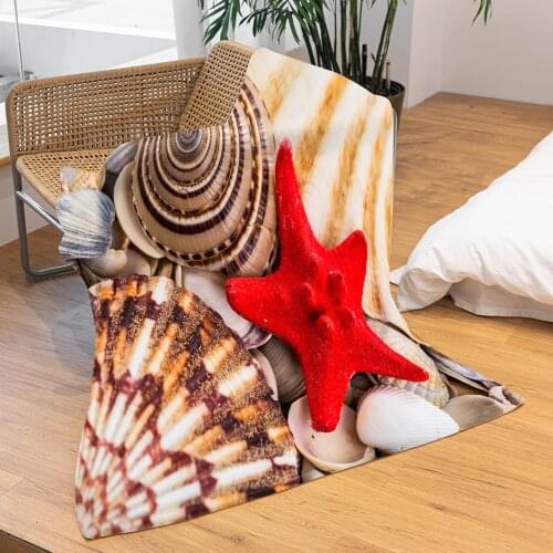 Fleece Throw Blanket Couch Bed Super Warm Soft Microfiber Fuzzy Flannel Blanket For Adults Kids Starfish Seashell Sandy Beach
