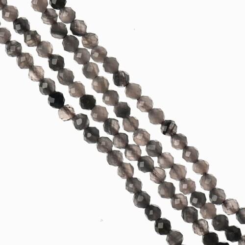 Faceted light grey color mixed with black color Beads with translucent 3mm-2mm stone Loose beads making jewelry