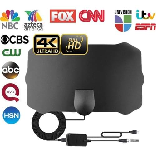 Kebidumei Digital Indoor TV Antenna with Amplifier Signal Booster HDTV Antennas DVB-T DVB-T2 HD Radius VHF UHF Signal Receiver