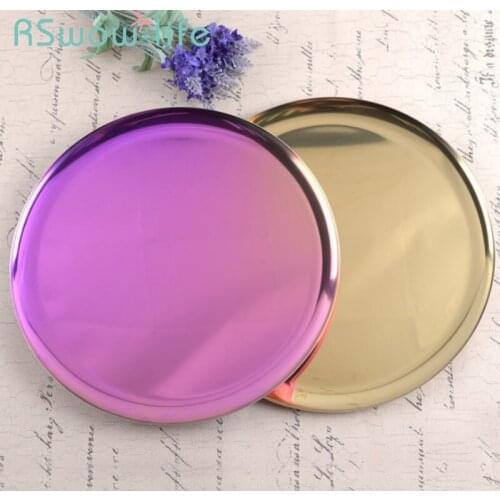 28*28cm Stainless Steel Storage Tray Color Metal Tray Jewelry Storage Trays Food Trays For Home Decoration Ornaments