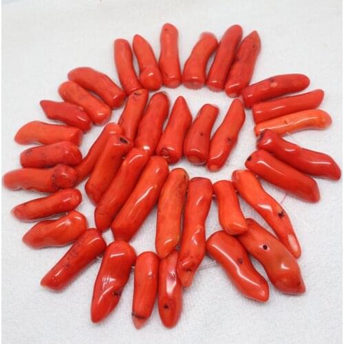 Mini. order is $7! 10-11x30-40mm Orange Coral chili Tusk wolf tooth Freeform Loose Beads 8"