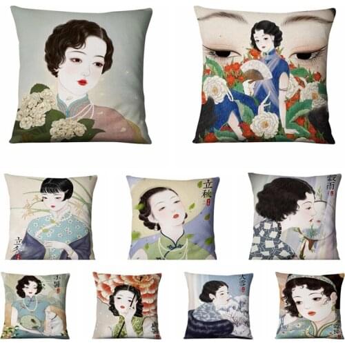 Super Soft Velvet Pillowcase Rentro Shanghai Fashion Ladys Printed Cushion Decorative Pillow Home Decor Sofa Throw Pillows
