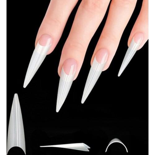 100pcs False Nail Tips Fake Nails Art French Stiletto Nails Fashion Artificial Acrylic Gel UV Manicure Design Set DIY Tool