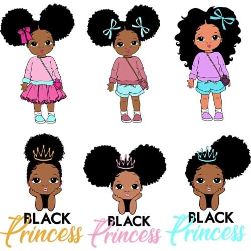African Little Girl Patches Iron On Stickers For Tshirt Heat Transfer Sticker Diy Thermo Stickers Appliqued For Clothing