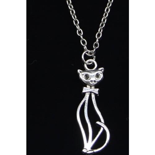 New Fashion Necklace 34x11mm hollow cat Pendants Short Long Women Men Colar Gift Jewelry Choker