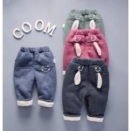 NEW Boys Warm Pants Winter Boys Kids Casual Cotton Thick Plus Velvet Pants Girls Children Sports Pants Trousers 1 2 3 4 5 Years
