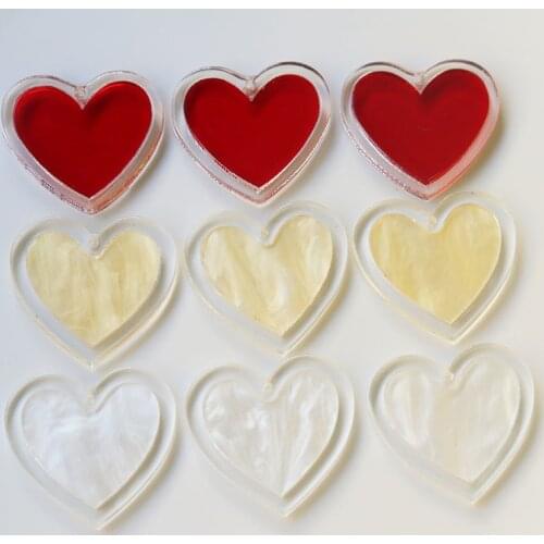 New style 40pcs/lot color print cartoon hearts shape acrylic beads diy jewelry earring/garment pendant accessory