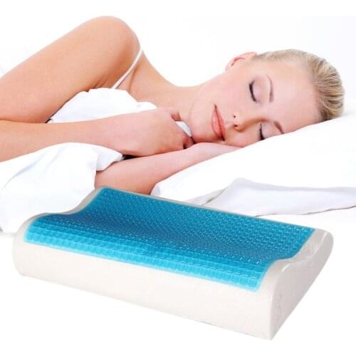 New Design Memory Foam Orthopedic Sleep Blue Cooling Comfort Gel Bed Pillow Cushion Free Shipping